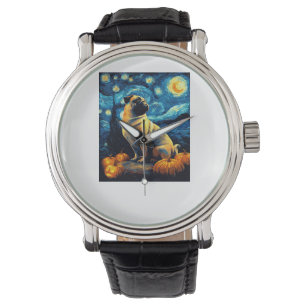 Pug dog of van gogh starry night halloween Funny J Watch