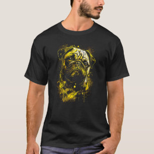 Pug Dog Owner Pugs Dogs Graffiti Gold Style Art Gr T-Shirt
