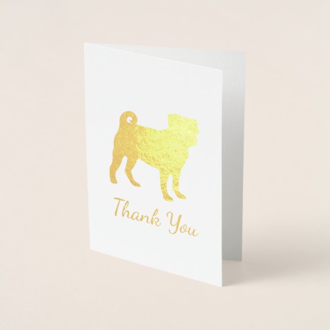 Pug Dog Party Theme Celebration Foil Card (Front)