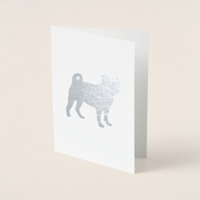 Pug Dog Party Theme - Silver Foil Card (Front)