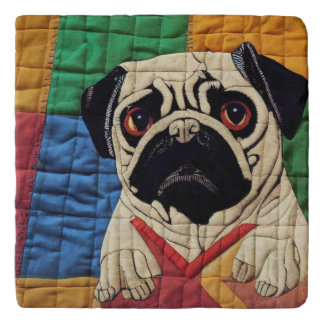 Pug Dog Patchwork Quilt Pattern by kedoki Trivet