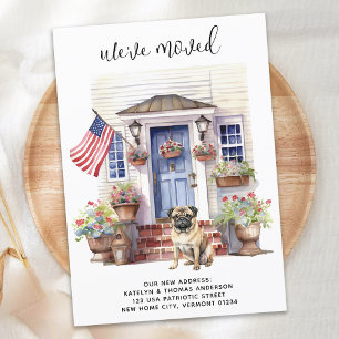 Pug Dog Patriotic Personalized Pet Moving Announcement