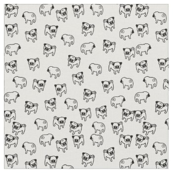 Pug Dog Pattern Fabric by Moma_Art_Shop at Zazzle