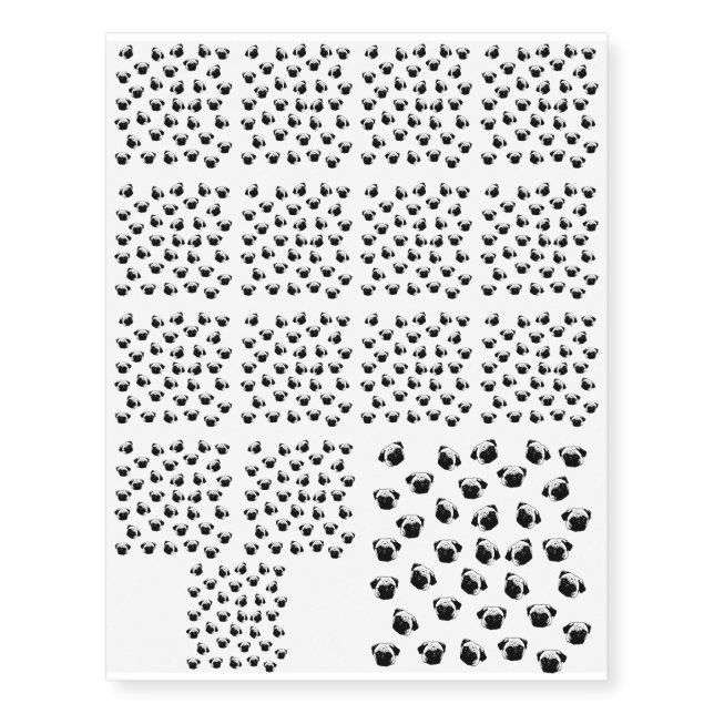 Pug dog pattern temporary tattoos (Front)
