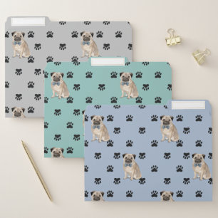 Pug Dog Paw Prints Pattern File Folder
