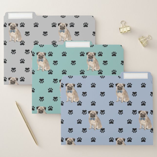 Pug Dog Paw Prints Pattern File Folder (Set)
