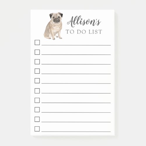 Pug Dog Personalized To Do List Post_it Notes