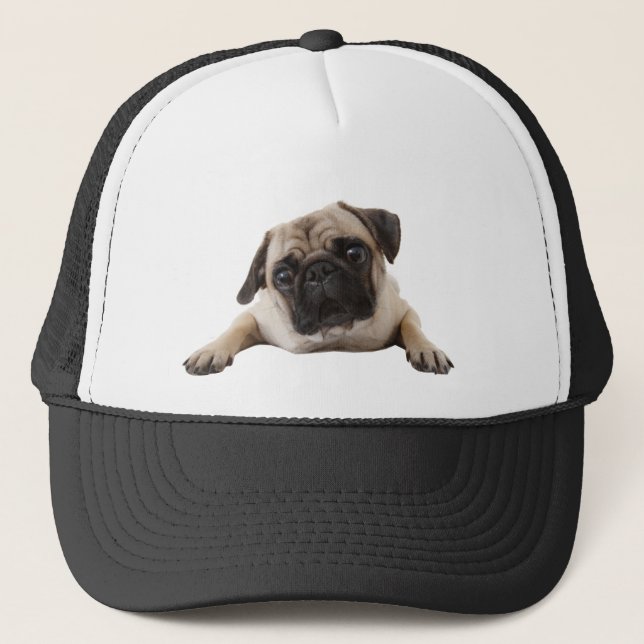 Pug Dog Pet Animal Custom Trucker Hat (Front)