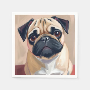 Pug Dog Pet Painting Napkins