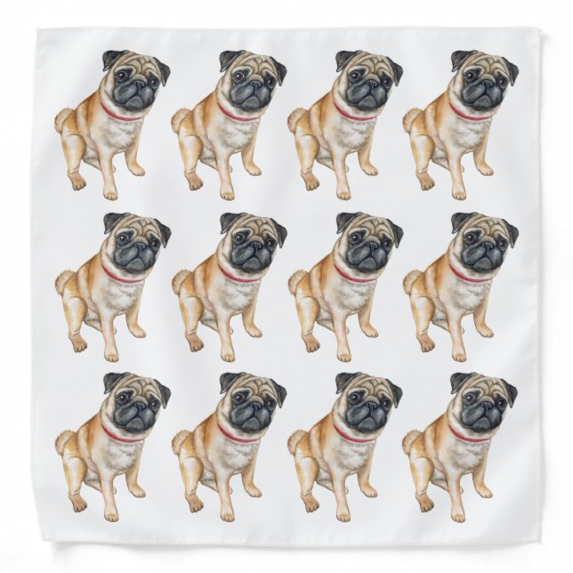 Pug dog pet photo portrait bandana (Front)