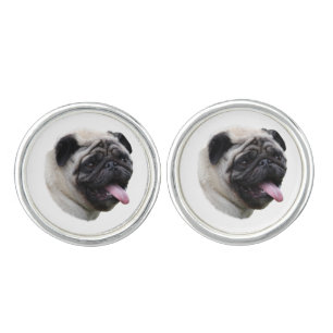 Pug dog pet photo portrait cufflinks