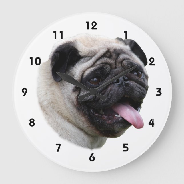 Pug dog pet photo portrait large clock (Front)