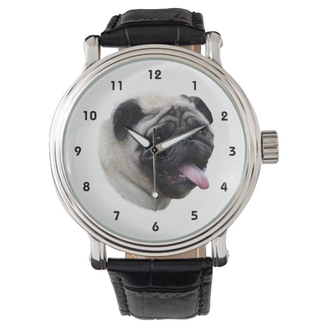 Pug dog pet photo portrait watch (Front)