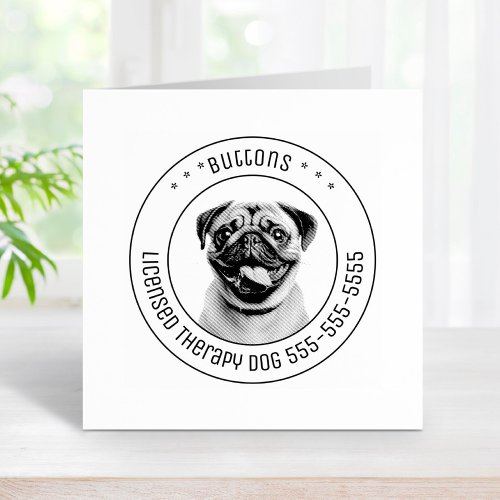 Pug Dog Pet Photo Round Rubber Stamp