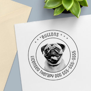 Pug Dog Pet Photo Round Self-inking Stamp