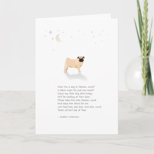 Pug Dog Pet Sympathy - (Male Dog) Card (Front)