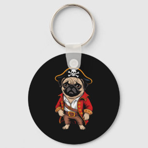 Pug Dog Pirate Shirt Boys Kids Skull Halloween Cos Keychain