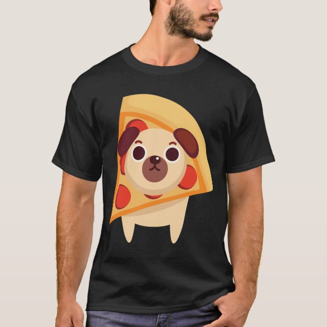Pug Dog Pizza T-Shirt (Front)