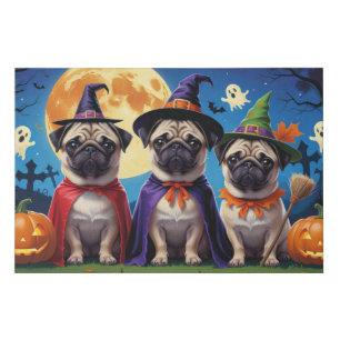 Pug Dog Pumpkin Halloween Funny  Faux Canvas Print