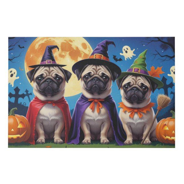 Pug Dog Pumpkin Halloween Funny  Faux Canvas Print (Front)