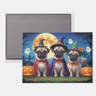 Pug Dog Pumpkin Halloween Funny Magnet