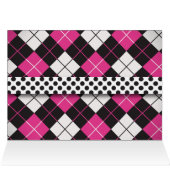 Pug Dog Punk Rock Pink Argyle Cards (Inside Horizontal (Top))