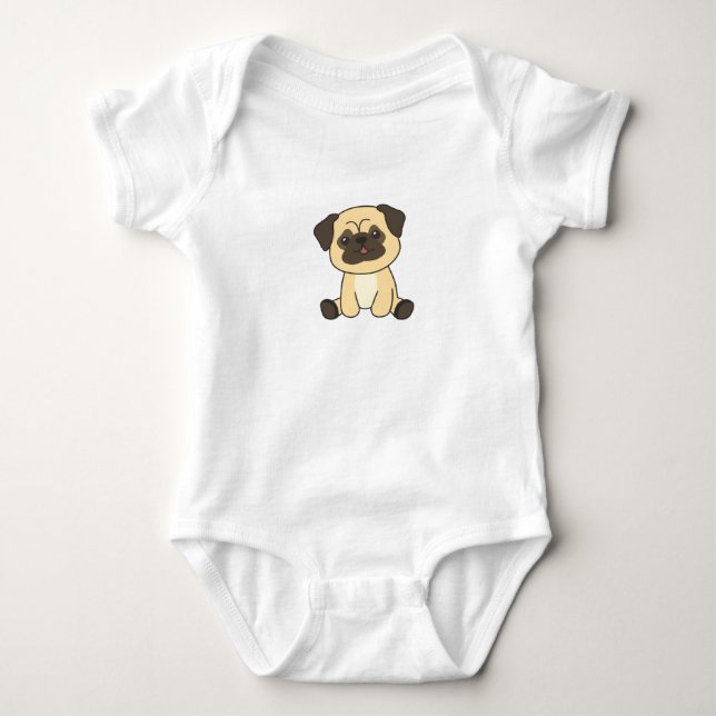 Pug Dog Puppy Dog Baby Bodysuit (Front)
