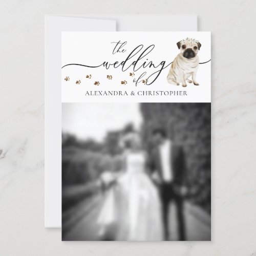 Pug Dog puppy Wedding Photo Invitation