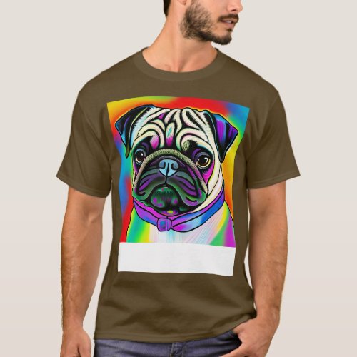 Pug Dog Rainbow Painting T_Shirt