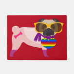 Pug Dog Rainbow Style Doormat at Zazzle