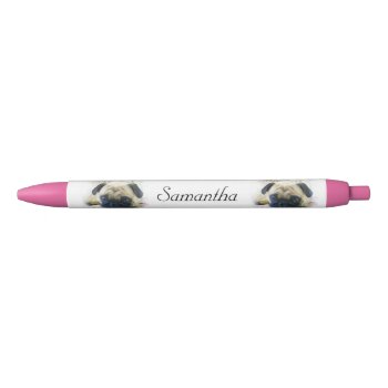 Pug Dog Red Personalized Pen by ritmoboxer at Zazzle
