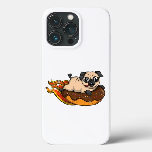 Pug Dog Riding Donut Funny Pet Lover iPhone 13 Pro Case