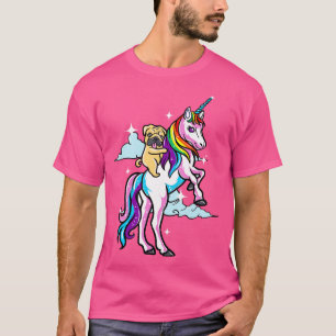 Pug Dog Riding Unicorn Magical Cute Creatures T-Shirt
