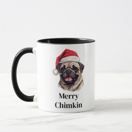 Pug Dog Santa Hat Christmas Mug