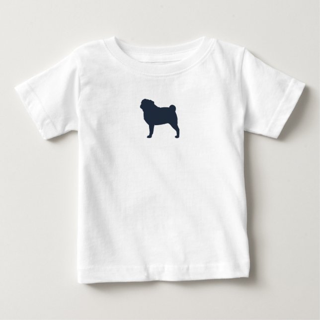 Pug Dog Silhouette | Cool Pug Lover's Baby T-Shirt (Front)