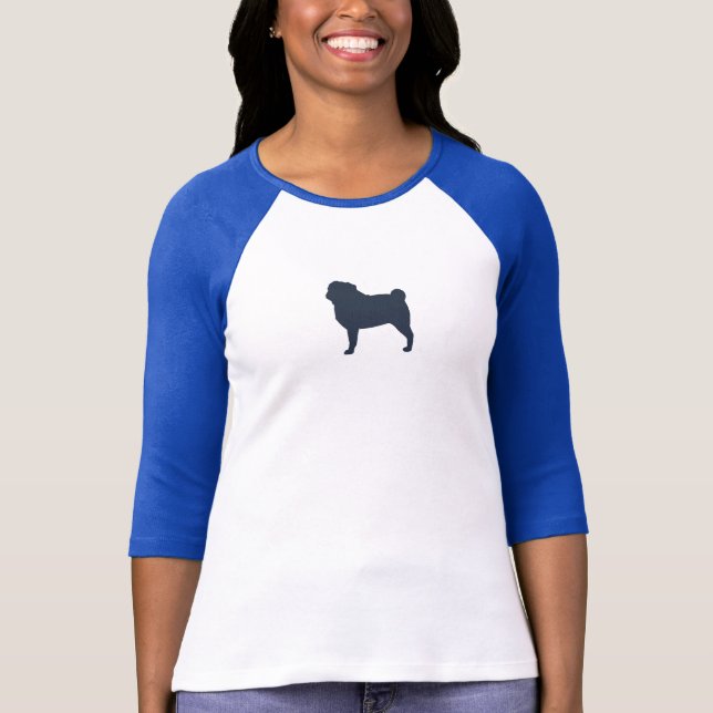 Pug Dog Silhouette | Cool Pug Lover's T-Shirt (Front)