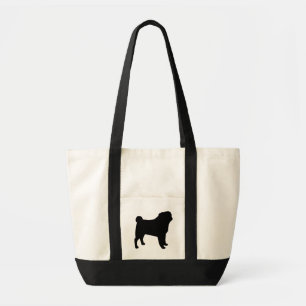 Pug Dog Silhouette   Cool Pug Lover's Tote Bag