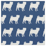 Pug Dog Silhouette Pet Navy Blue Fabric