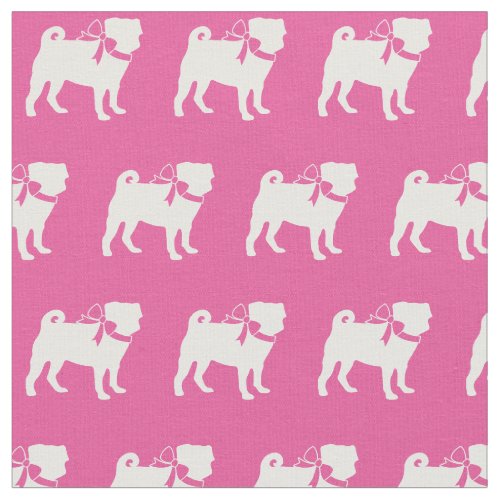 Pug Dog Silhouette Pet Pink Fabric