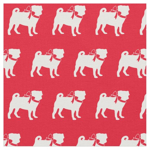 Pug Dog Silhouette Pet Red Fabric