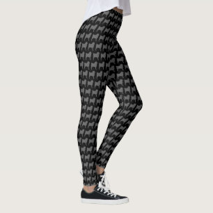 Pug Dog Silhouettes Pattern Grey and Black Leggings