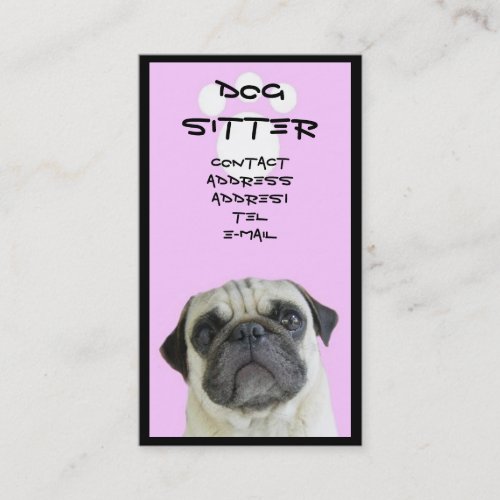 Pug Dog sitter business card