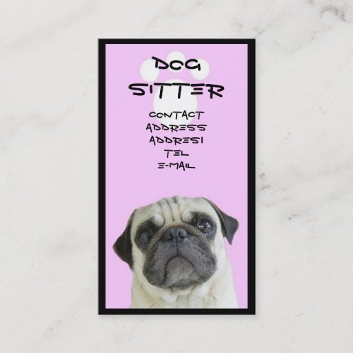 Customizable Pug Dog sitter business card