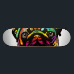 Pug Dog Skateboard Deck<br><div class="desc">A bright and colorful pop art print of a Pug Dog on a white background.</div>