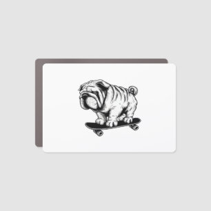 Pug dog skateboarder street art drawing car magnet