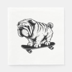 Pug dog skateboarder street art drawing napkins