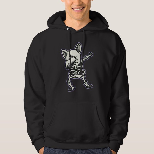 Pug Dog Skeleton Scary Cool Halloween Costume Hoodie (Front)