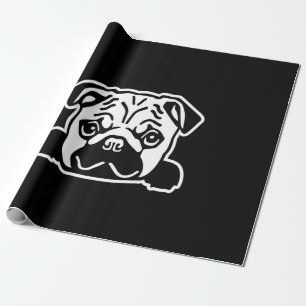 Pug Dog Sketch Portrait Wrapping Paper