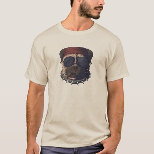 Pug dog smoking_ graphic design T_Shirt T_Shirt