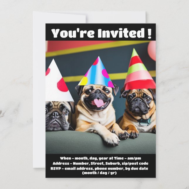 Pug Dog Special invitation (Front)